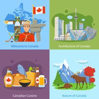 canada viajes 4 iconos planos cuadrados vector