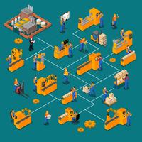 Factory Workers Isometric Composition  vector