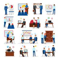 Business Training Consulting Flat Icons Set  vector