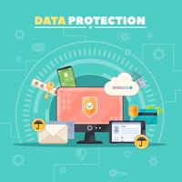 Data Protection Flat Composition Poster 