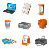 Business Realistic Icons Set  vector