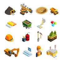 Mining Isometric Icons Set  vector