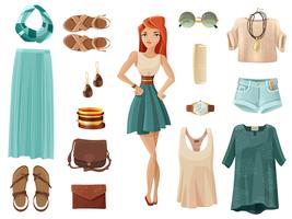 Conjunto de moda mujer vector