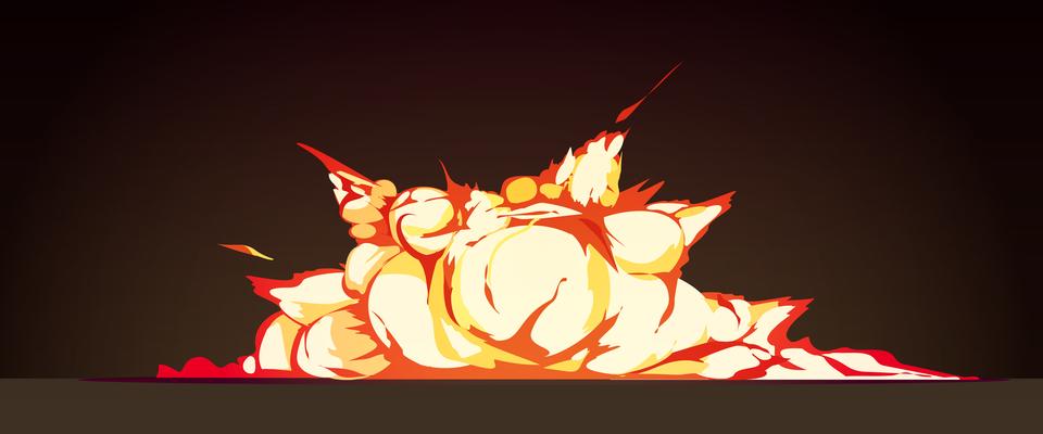 Cluster Explosion Black Background Retro Posterr
