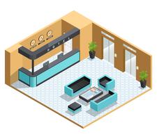 Hall Interior Isometric Illustration vector