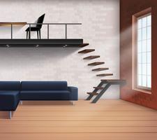 Concepto de interior de loft realista vector