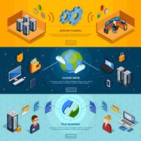 Datacenter Isometric Horizontal Banners vector
