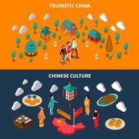 China Touristic Isometric Banners  vector