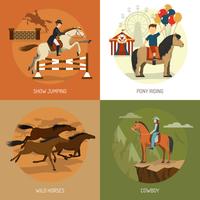 Horse Breeds Concept 4 Icons Square vector