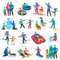 Family Winter Sports Icons Set vector