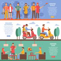 Hipster People Horizontal Banners vector