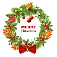 Christmas Berry Branches Wreath vector