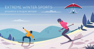 Cartel de promoción de composición plana de deportes extremos