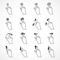 Touch Gestures Black Line Icons  vector