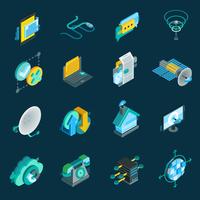 Telecommunication Isometric Icons Set  vector