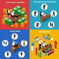 Business Office 4 Isometric Icons Square  vector