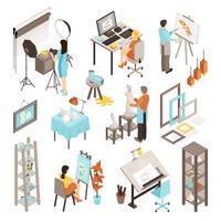 Art Photo Design Studio Isometric Set vector