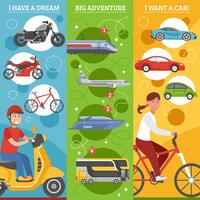 Conjunto de Banners Verticales Transport Dreams vector