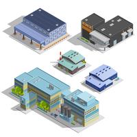 Factory Warehouse Isometric Images Set vector