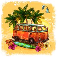 Surf Bus Sketch Concept  vector