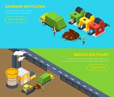Garbage Recycling Isometric Banners vector