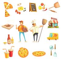 Pizza haciendo conjunto de iconos decorativos vector