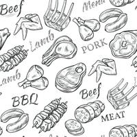 Meat Sketch Seamless Pattern 