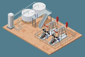 Oil Production Facilities Isometric Poster 