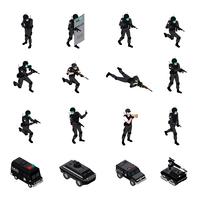 Special Weapons Unit Isometric Icons Collection  vector