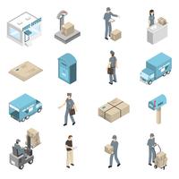 Post Office Service Isometric Icons Set 