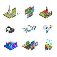 Augmented Reality Isometric Icons Set  vector