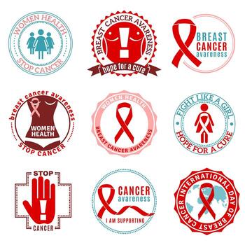 Breast Cancer Emblems Logo Set vector