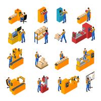 Factory Workers Icons Set 