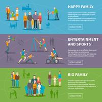 Happy Family Flat Banners vector