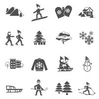 Conjunto de iconos de invierno negro vector