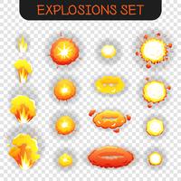 Cartoon Explosion Transparent Set vector