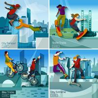 Extreme City Sports 2x2 Design Concept Set vector