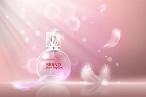 Vector illustration of a realistic style perfume in a glass bottle.