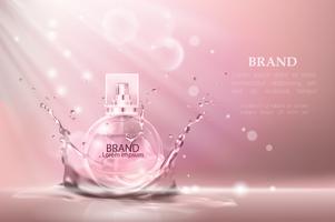 Vector illustration of a realistic style perfume in a glass bottle.