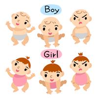 diseño de vectores de bebé niño y niña