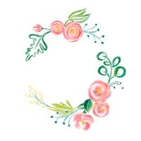 Cute spring Watercolor Vector Flower wreath with place for text. Art isolated illustration for wedding or holiday design, Hand drawn paint roses