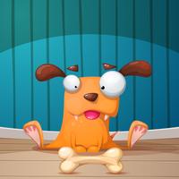 Funny, cute, crazy dog illustration. vector