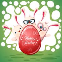 Cute rabbits Happy Easter vector