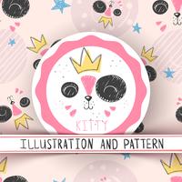 Cute cat - cartoon seamless pattern vector