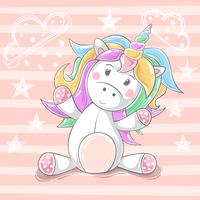 Cute teddy unicorn - cartoon characters. vector
