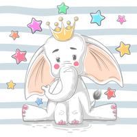 Lindo princesa elefante - personajes de dibujos animados. vector