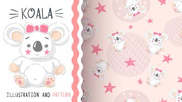 Cute teddy koala - seamless pattern vector