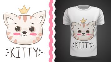 Gato lindo - idea para camiseta estampada. vector