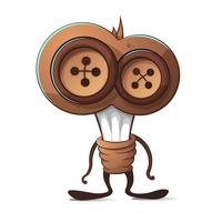 Funny, cute bulb, button characters vector