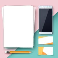 Business template. Paper, smartphone, pen. vector